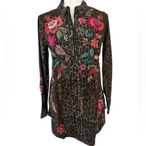 Johnny Was Multicolor Embroidered Long Sleeve Tunic